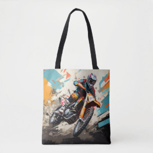 Motocross Action Sport Painting Abstrakt Art Decor Tygkasse