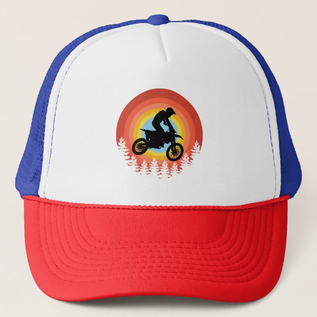 MOTOCROSS-ÅKARE VINTAGE SOLNEDGÅNG  KEPS (Framsida)