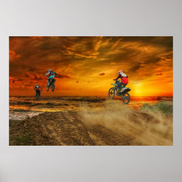 Motocross at Dusk Poster