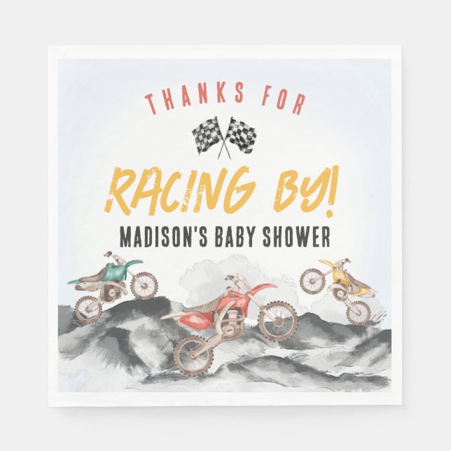 Motocross Baby Shower Bord Dekoration Pappersservett (Framsidan)
