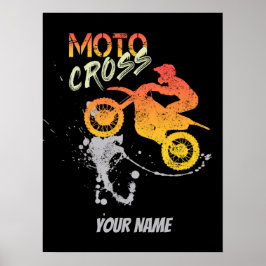 Motocross Biker för motorcykel och motorcykel vint Poster