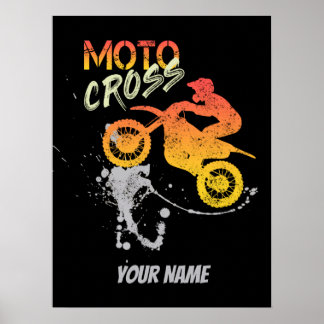 Motocross Biker för motorcykel och motorcykel vint Poster