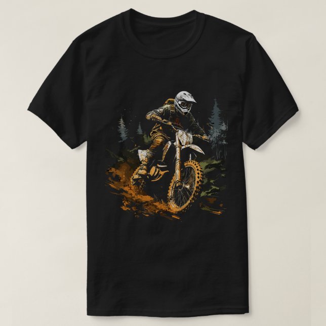 Motocross Biker Forest Dirt Bike Manar Boys Graphi T Shirt (Design framsida)