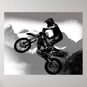 Motocross Biker - Rocky mountains Poster