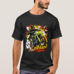 Motocross Comic Burst Dirt Bike Rider T Shirt<br><div class="desc">A bold comic-inspired motocross design featuring a high-energy dirt bike rider launching forward in an explosive action scene. Surrounded by dynamic starbursts, smoke clouds, and stylized motion effects, the rider powers through the frame with vibrant colors and strong graphic lines that make the artwork pop. The design blends motocross adrenaline...</div>