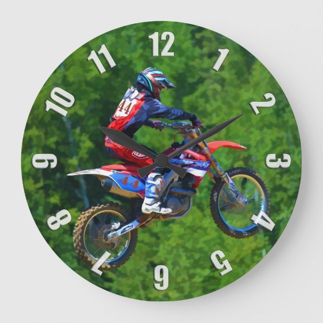Motocross Dirt-Bike Champion Racer Stor Klocka (Framsida)