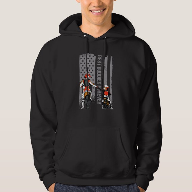 Motocross Dirt Bike Fars dag Best Pappa Amerikansk Hoodie (Framsida)