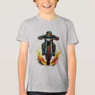 Motocross Dirt Bike Förare Med Eldig Spår Extrem T Shirt
