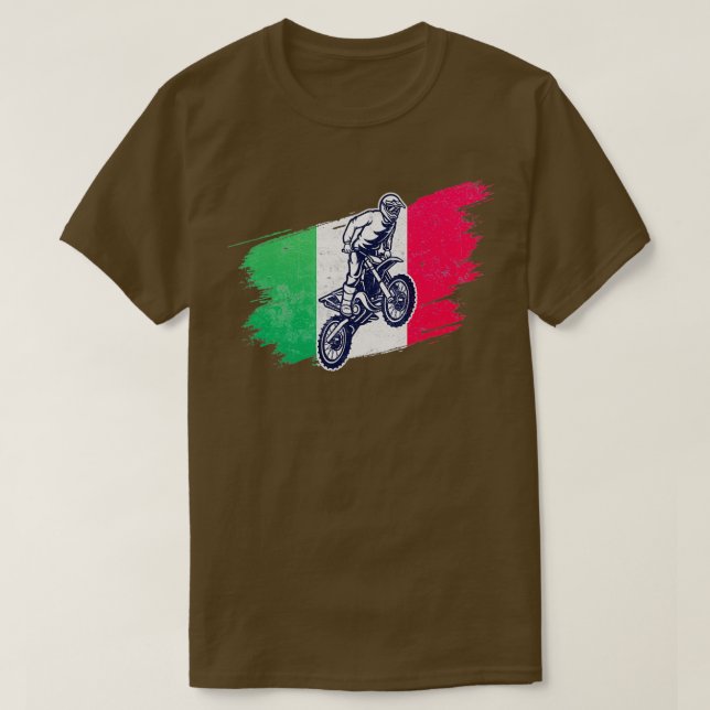 Motocross Dirt Bike Italienska Flagga Vintage  T Shirt (Design framsida)