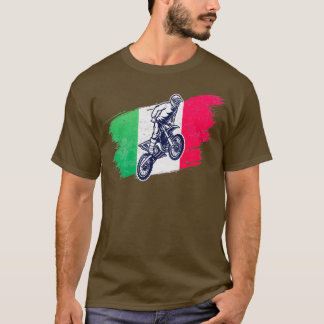 Motocross Dirt Bike Italienska Flagga Vintage T Shirt