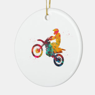 Motocross Dirt Bike Julgransprydnad Keramik