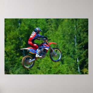Motocross Dirt-Bike Racer Hämta Luft Poster