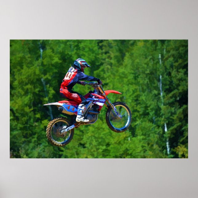 Motocross Dirt-Bike Racer Hämta Luft Poster (Framsidan)