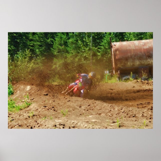 Motocross Dirt-Bike Racer Spraying Dirt Poster (Framsidan)