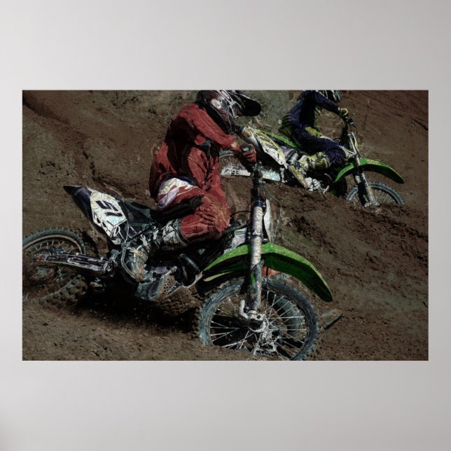 Motocross Dirt-Bike Racer Spraying Dirt Poster (Framsidan)
