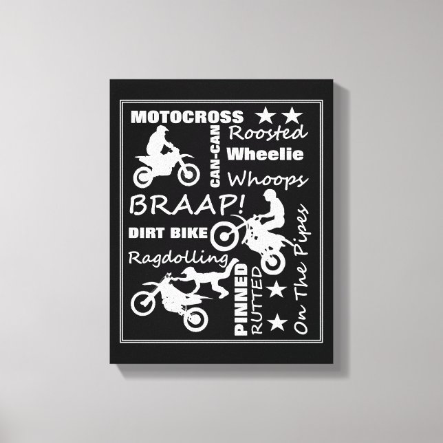 Motocross Dirt Bike Sports Terminology Typography Canvastryck (Framsida)