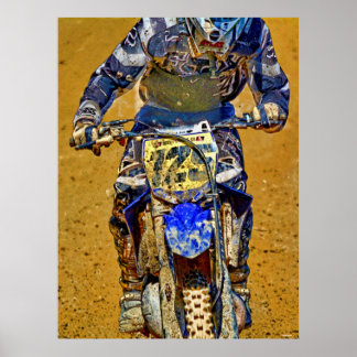 Motocross Dirt-Bike Tävla Champion Close-up Poster