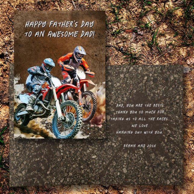 Motocross Dirt Biking Message Card för Pappa Kort (Skapare uppladdad)