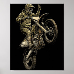 Motocross dirtbike racing kamouflage terrängförare poster