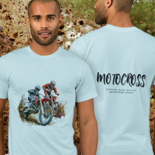 Motocross Dirtbikes Tävla Text på baksidan T Shirt