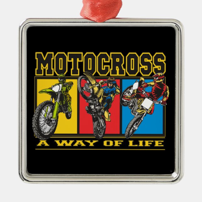 Motocross en livsföring julgransprydnad metall (Framsidan)