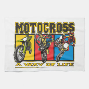 Motocross en livsföring kökshandduk
