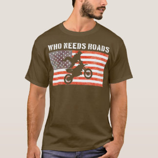Motocross Enduro Dirt Bike Riders American Flagga T Shirt
