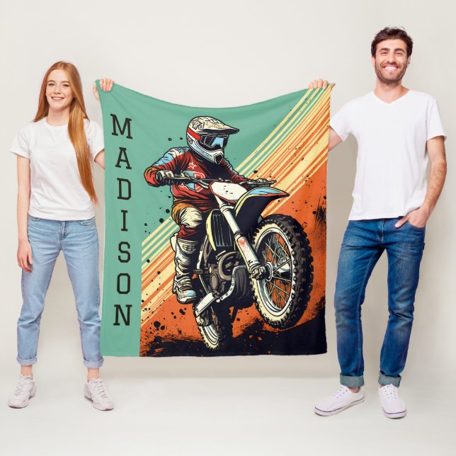 Motocross för anpassat namn fleecefilt (På plats)