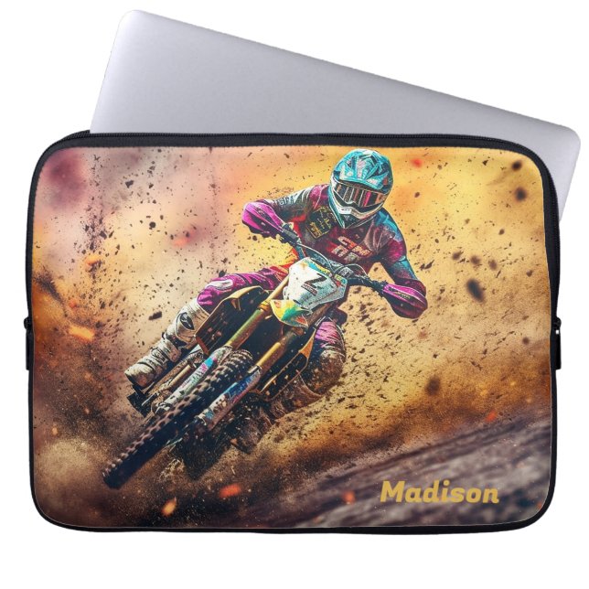 Motocross för anpassat namn laptop fodral (Framsidan)