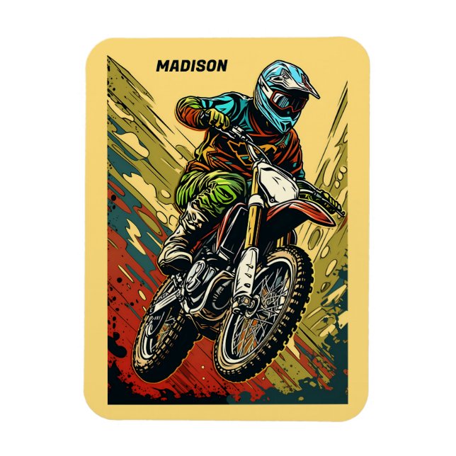 Motocross för anpassat namn magnet (Vertikal)