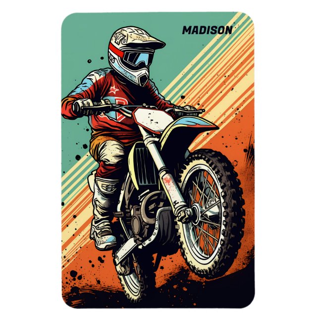 Motocross för anpassat namn magnet (Vertikal)