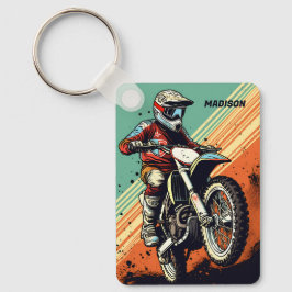 Motocross för anpassat namn nyckelring