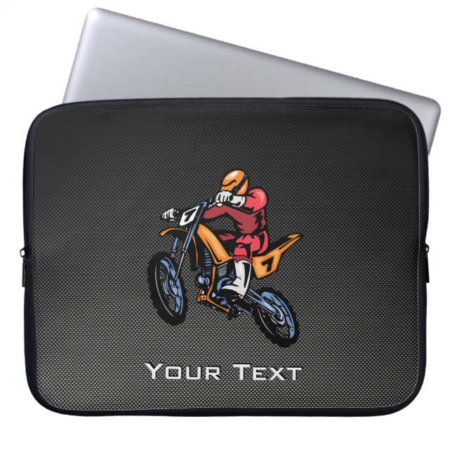 Motocross för Fauxkolfiber Laptop Sleeve (Framsidan)