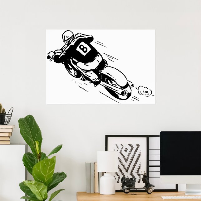 Motocross Förare Nummer 8 Retro Smuts Cykel Poster (Skapare uppladdad)
