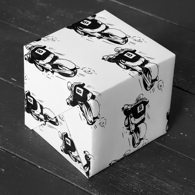 Motocross Förare Nummer 8 Retro Smutsig Cykel Presentpapper (Skapare uppladdad)