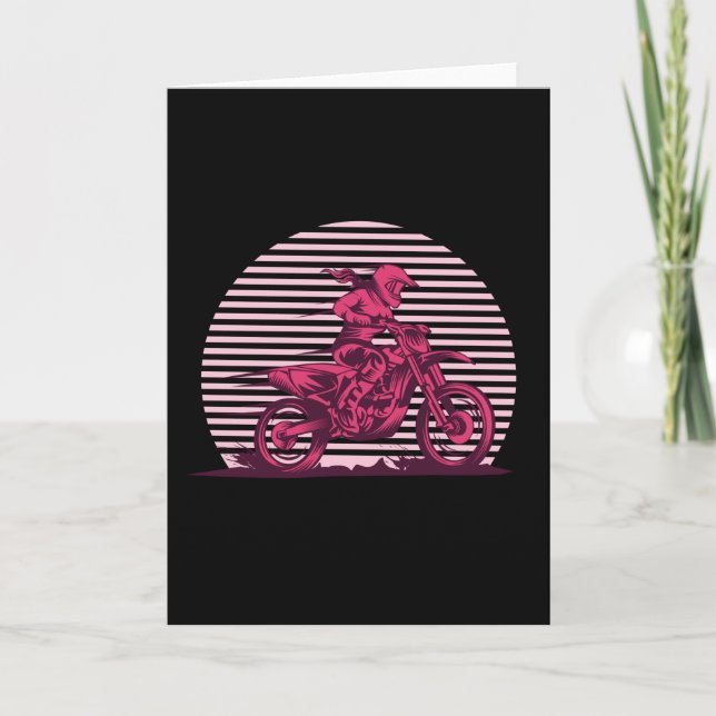 Motocross Girl Retro Vintage Kort (Framsida)