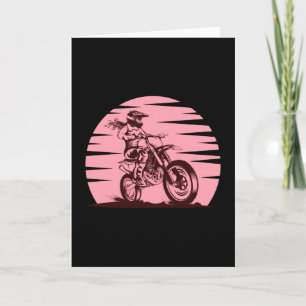 Motocross Girl Retro Vintage Rosa Kort