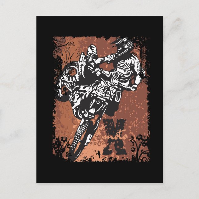 Motocross Grunge Vykort (Framsida)