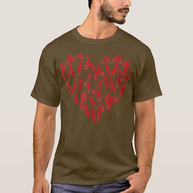 Motocross Heart Supercross Valentines day Kids T Shirt (Framsida)