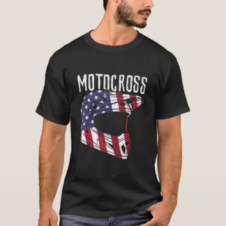 Motocross Helmet Us Flag Dirt Bike Patriot Biker T Shirt
