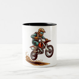 Motocross-hoppillustration-off-road Två-Tonad Mugg