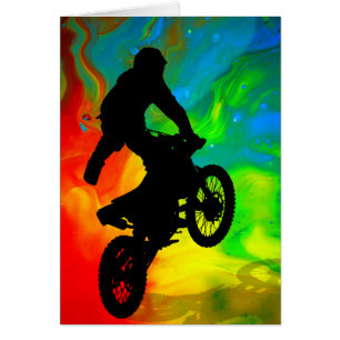 Motocross i sol- härdsmälta hälsningskort