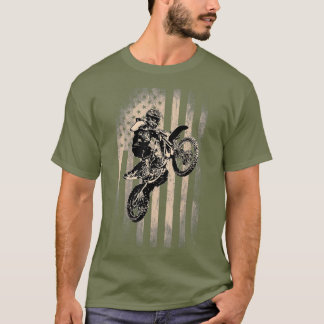 Motocross Jumping Bike American Flagga 4:e juli T Shirt