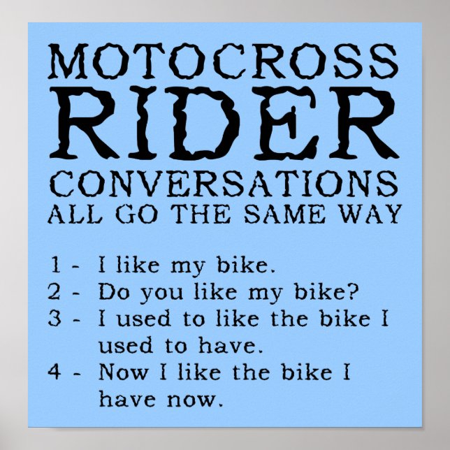 Motocross-konversationer Dirt Bike Poster Sig (Framsidan)