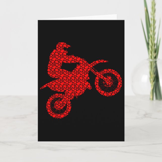 Motocross Lovers Valentine Hearts Love Dirt Bike S Kort (Framsida)