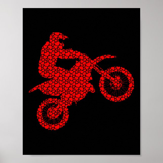 Motocross Lovers Valentine Hearts Love Dirt Bike S Poster (Framsidan)