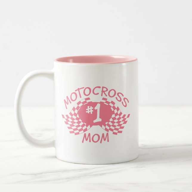 Motocross Mamma Rosa Tävla Flaggor Två-Tonad Mugg (Vänster)