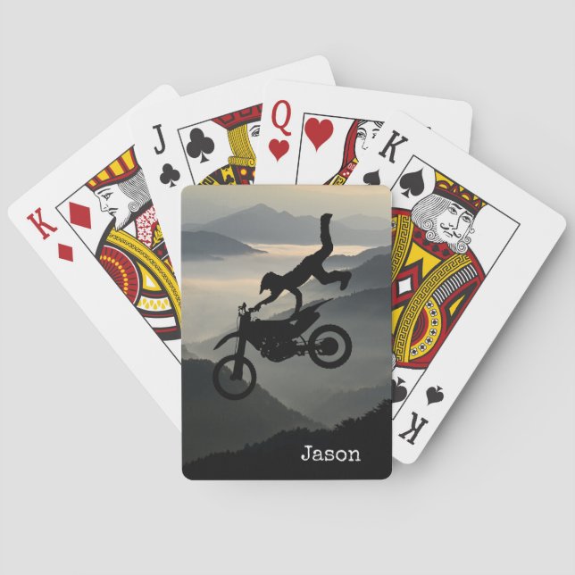 Motocross Motorcykel Berg Spelkort (Baksidan)
