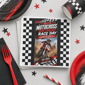 Motocross Motorcykel Födelsedags Loppdag Pappersservett
