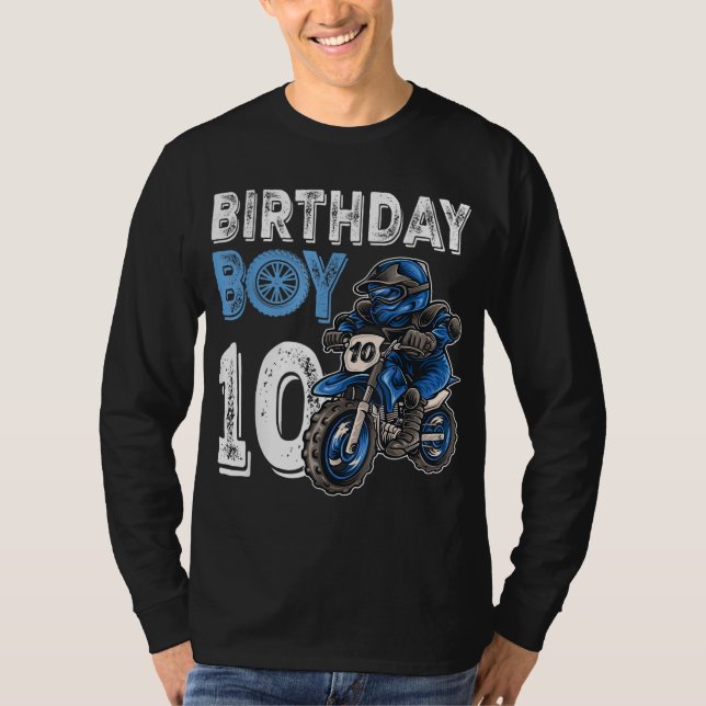 Motocross MX 10th Gift 10 Year Old Dirt Bike Birth T Shirt (Framsida)